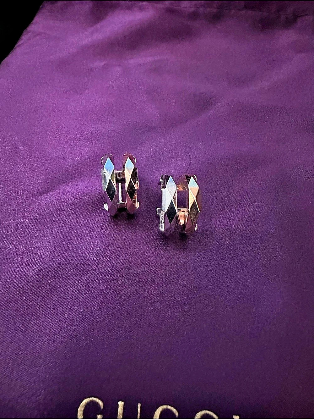 Gucci Link to Love Double Hoop Earrings Gold & Silver